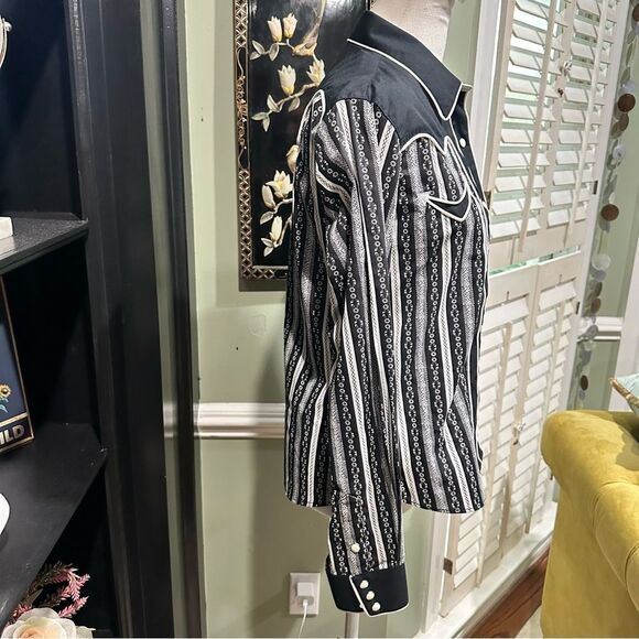 Panhandle Slim Black and White Western Button Down Size Medium - Picture 9 of 14